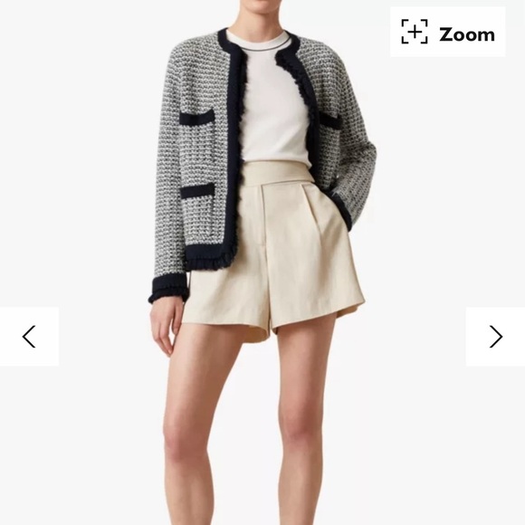 Jigsaw | Boucle Tweed Jacket | Fringe Detail | Navy | Size Small - Picture 3 of 13